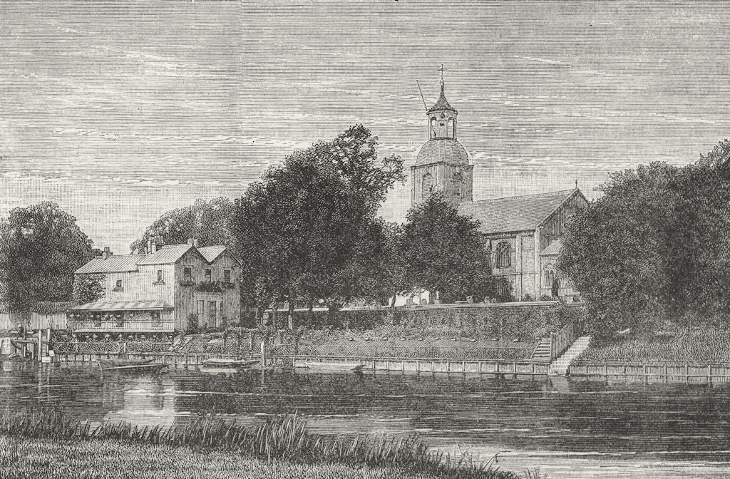 SUNBURY. Sunbury Church. Surrey 1888 old antique vintage print picture